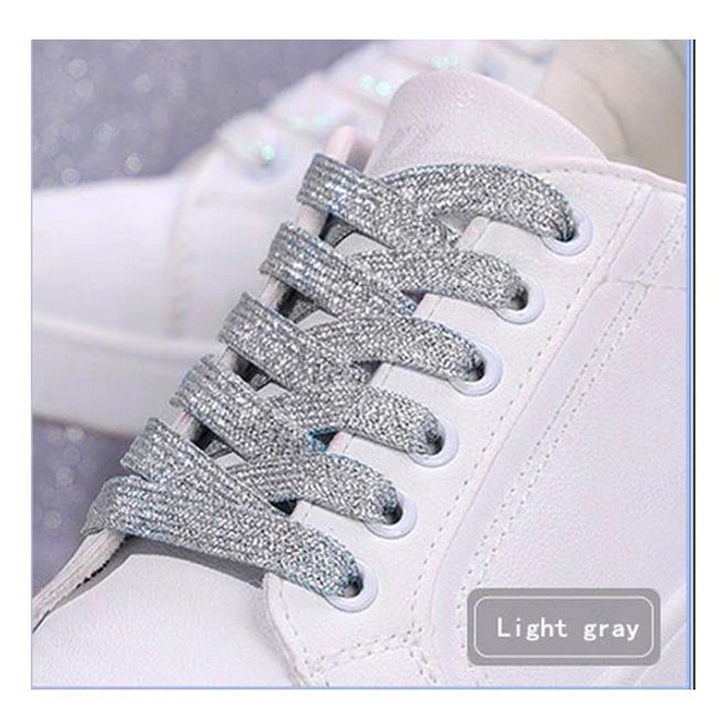 1 Paar Glitzernde Schnürsenkel 120 cm - für festen und sicheren Sitz im Schuh - Glitter Series - silber - Schuhbaendel.ch