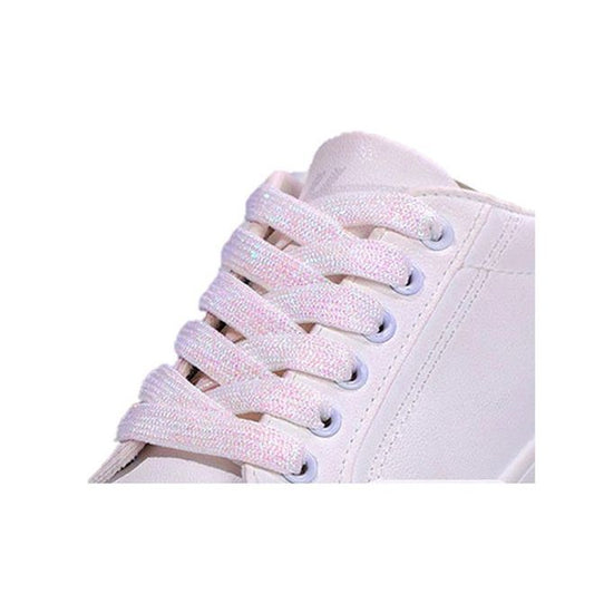 1 Paar Glitzernde Schnürsenkel 120 cm - für festen und sicheren Sitz im Schuh - Glitter Series - weiss - Schuhbaendel.ch