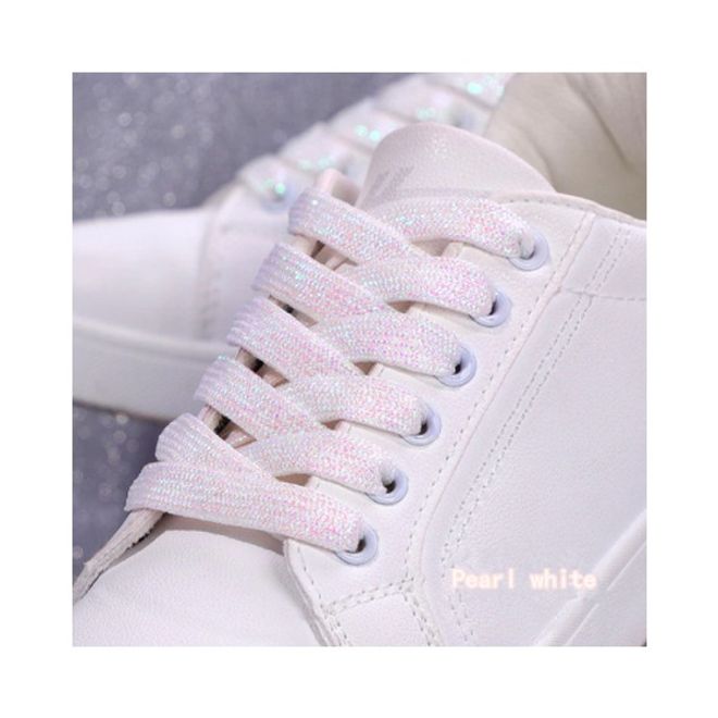 1 Paar Glitzernde Schnürsenkel 120 cm - für festen und sicheren Sitz im Schuh - Glitter Series - weiss - Schuhbaendel.ch