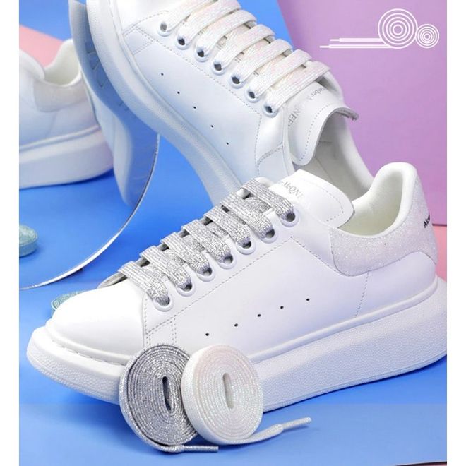 1 Paar Glitzernde Schnürsenkel 120 cm - für festen und sicheren Sitz im Schuh - Glitter Series - weiss - Schuhbaendel.ch
