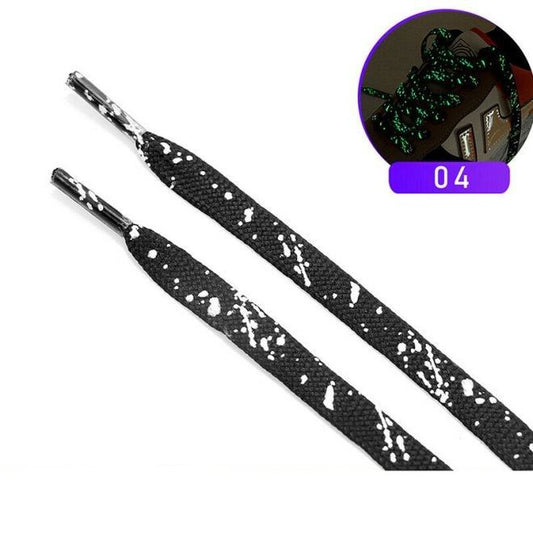 1 Paar Leuchtende Schnürsenkel 120 cm - festen und sicheren Sitz im Schuh - Spotted Series - schwarz - Schuhbaendel.ch
