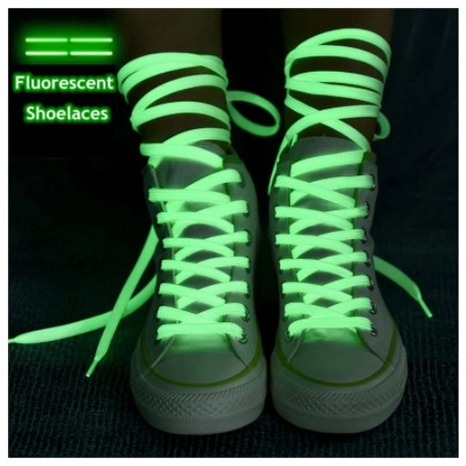 1 Paar Leuchtende Schnürsenkel 80 cm - festen und sicheren Sitz im Schuh - Fluorescent Series - weiss - Schuhbaendel.ch