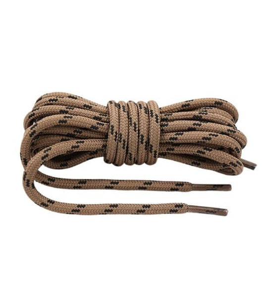 1 Paar runde reissfeste Schnürsenkel (Ø 4.5 mm) Polyester (140 cm) für Arbeits Outdoor Sport Schuhe - hellbraun/schwarz - Schuhbaendel.ch