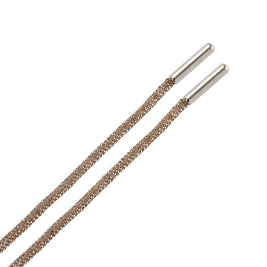 1 Paar runde Schnürsenkel (Ø 4 mm, Länge 100 cm) mit Strasssteinen - CrystalLoop Collection - champagne - Schuhbaendel.ch