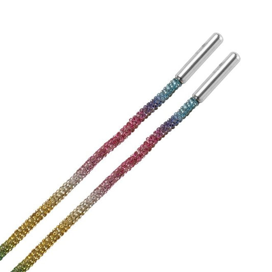 1 Paar runde Schnürsenkel (Ø 4 mm, Länge 100 cm) mit Strasssteinen - CrystalLoop Collection - mehrfarbig/Muster - Schuhbaendel.ch