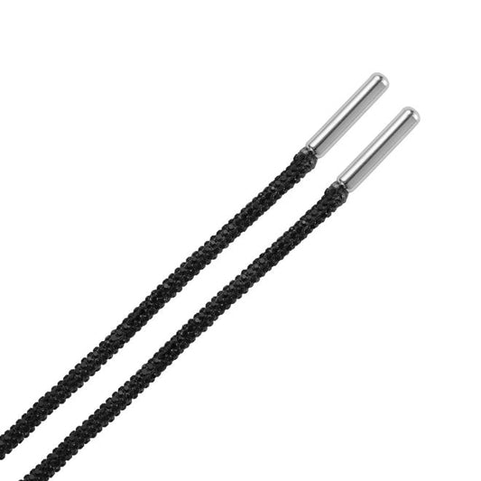 1 Paar runde Schnürsenkel (Ø 4 mm, Länge 100 cm) mit Strasssteinen - CrystalLoop Collection - schwarz - Schuhbaendel.ch