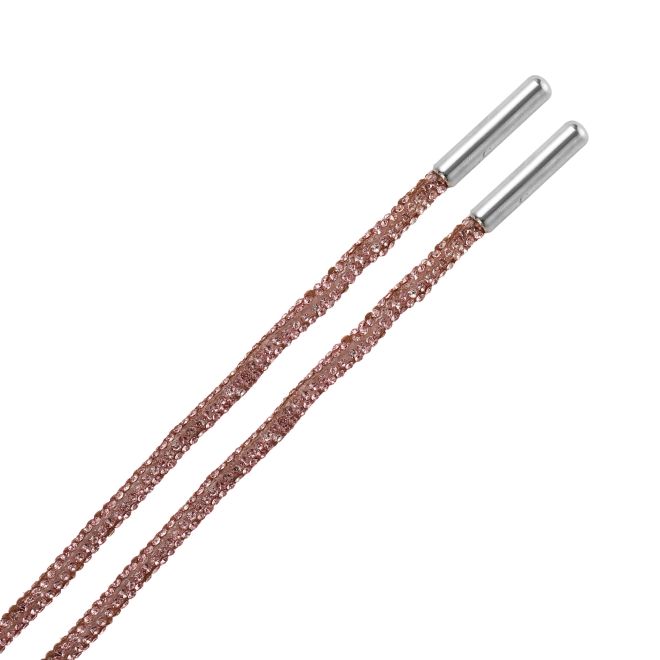 1 Paar runde Schnürsenkel (Ø 4 mm, Länge 120 cm) mit Strasssteinen - CrystalLoop Collection - pink - Schuhbaendel.ch