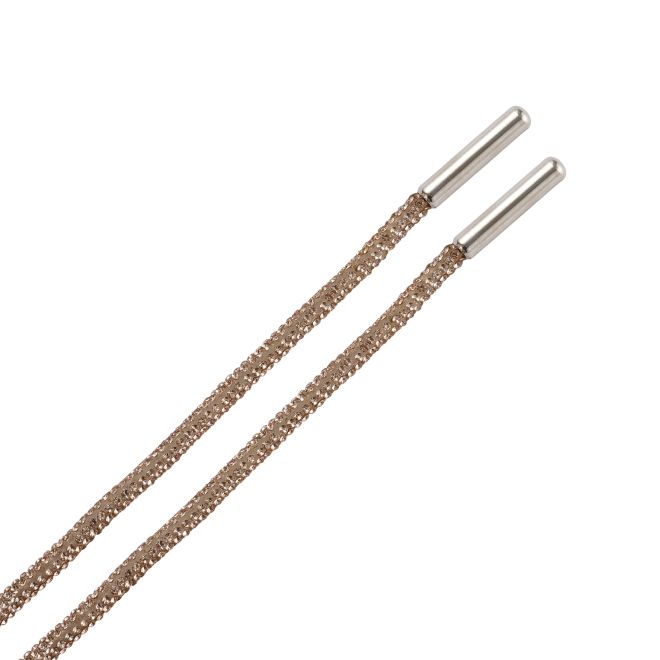 1 Paar runde Schnürsenkel (Ø 4 mm, Länge 140 cm) mit Strasssteinen - CrystalLoop Collection - champagne - Schuhbaendel.ch