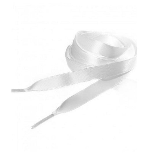1 Paar Satin Schnürsenkel 120 cm - Seiden Schnürsenkel 1 cm breit - weiss - Schuhbaendel.ch