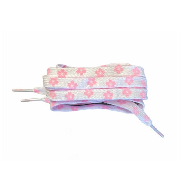1 Paar Schnürsenkel mit Blumenmuster 120 cm - festen und sicheren Sitz im Schuh - Flower Series - weiss - Schuhbaendel.ch