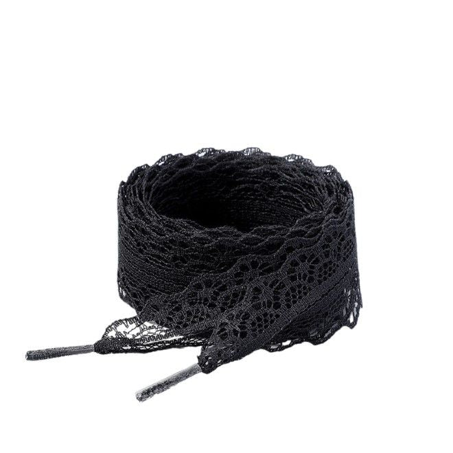 1 Paar Spitzen Schnürsenkel (Breite 2.9 cm, Länge 120 cm) für festliche Schuhe mit 5-6 Ösenpaaren - schwarz - Schuhbaendel.ch