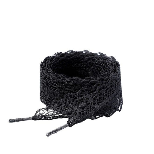 1 Paar Spitzen Schnürsenkel (Breite 2.9 cm, Länge 120 cm) für festliche Schuhe mit 5-6 Ösenpaaren - schwarz - Schuhbaendel.ch