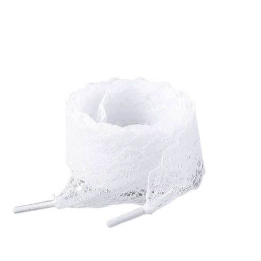 1 Paar Spitzen Schnürsenkel (Breite 2.9 cm, Länge 120 cm) für festliche Schuhe mit 5-6 Ösenpaaren - weiss - Schuhbaendel.ch
