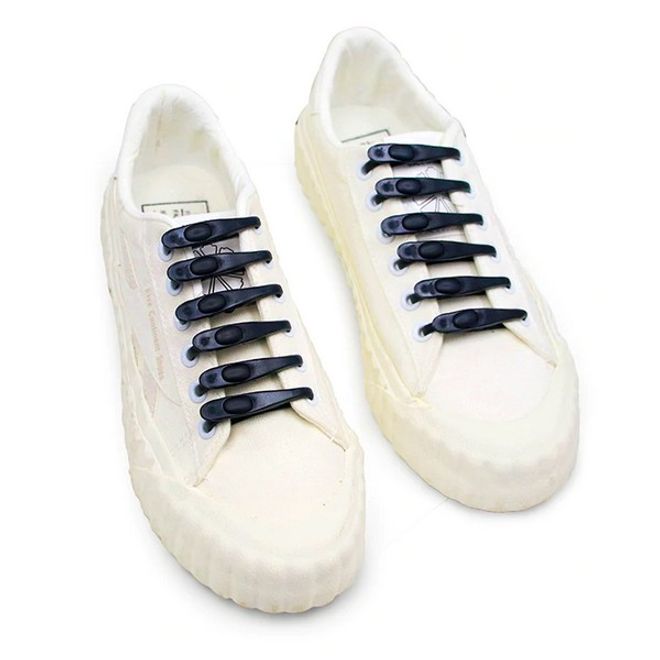 14er Pack Schuhbändel aus Silikon - Flache Schnürsenkel - schwarz - Schuhbaendel.ch