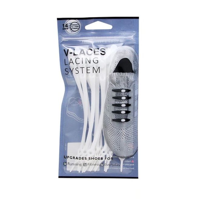 14er Pack Schuhbändel aus Silikon - Flache Schnürsenkel - weiss - Schuhbaendel.ch